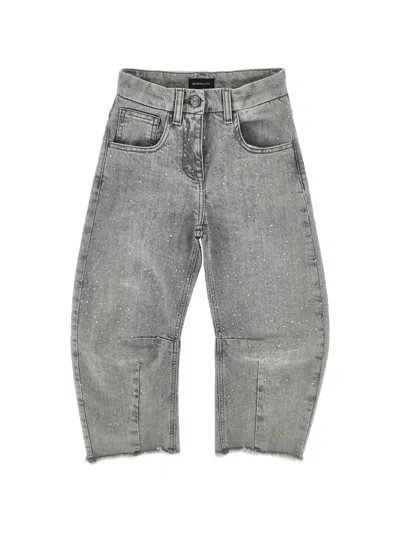 Monnalisa Kids' Rhinestone-embellished Jeans In Gray