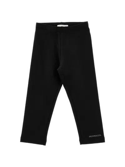 Monnalisa Kids' Rhinestone-embellished Leggings In Black