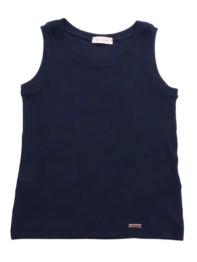 Monnalisa Kids' Ribbed Basic Top In Blue