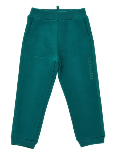 Monnalisa Kids' Ribbed-detail Track Pants In Green