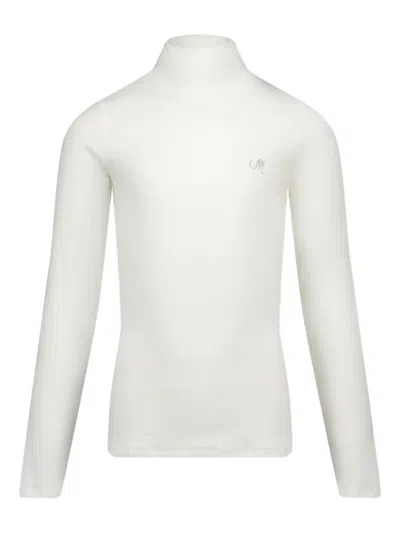 Monnalisa Kids' Ribbed High-neck Top In White
