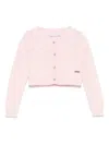 Monnalisa Ribbed-knit Cardigan In Pink