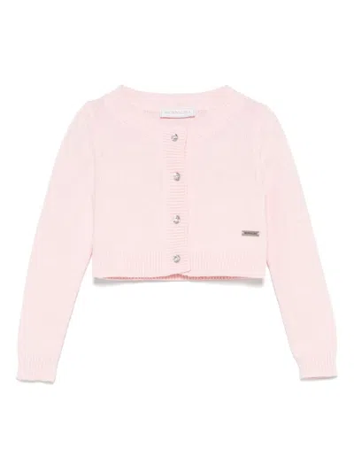 Monnalisa Kids' Ribbed-knit Cardigan In Pink