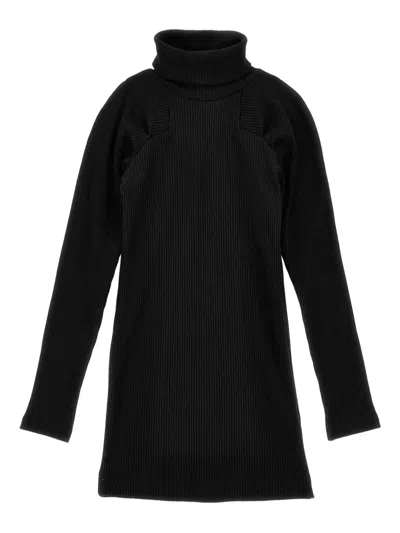 Monnalisa Kids' Ribbed-knit Dress In Black