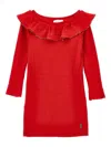 Monnalisa Ribbed-knit Dress In Red