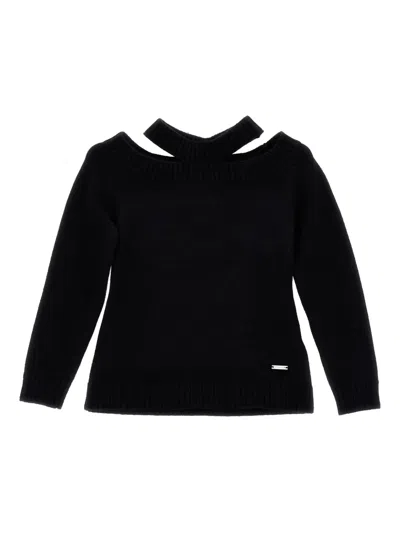 Monnalisa Kids' Ribbed-knit Top In Black