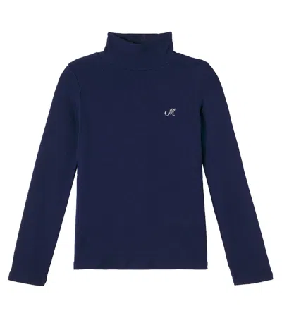 Monnalisa Kids' Ribbed-knit Top In Blue