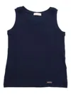 Monnalisa Ribbed Sleeveless T-shirt In Blue