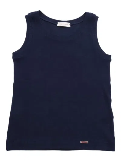 Monnalisa Kids' Ribbed Sleeveless T-shirt In Blue