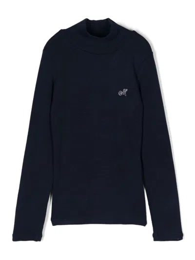 Monnalisa Kids' Ribbed Sweater In Blue