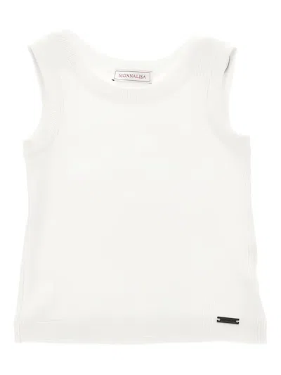 Monnalisa Kids' Ribbed Tank Top In White