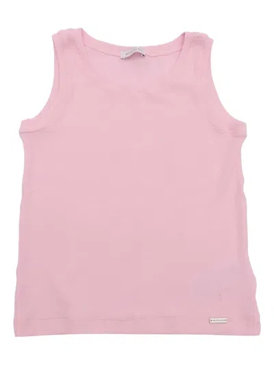 Monnalisa Kids' Ribbed Vest T-shirt In Pink