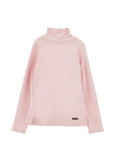 Monnalisa Kids' Ribbed-knit High-neck Sweater In Gold
