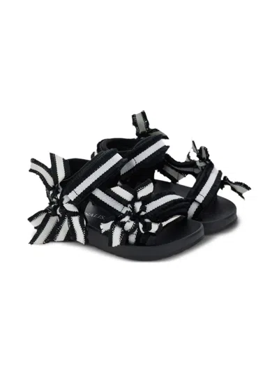 Monnalisa リボン ストライプ サンダル