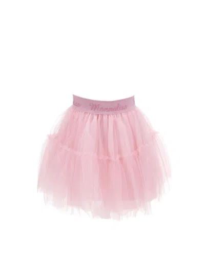 Monnalisa Kids'   Silk-touch Tulle Skirt In Rosa Fairy Tale