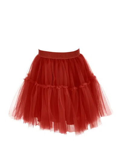 Monnalisa Kids'   Silk-touch Tulle Skirt In Ruby Red