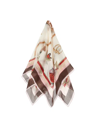 Monnalisa Babies' Rodeo  Print Scarf In Metallic