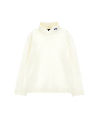 Monnalisa Kids'   Cotton Turtleneck With Logo In Gardeniacf
