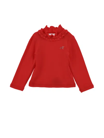 Monnalisa Babies' Rollkragenpullover Mit Rüschen Und Strass In Red