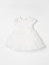 Monnalisa Baby Bow-detail Ruched Tulle Dress In Yellow Cream