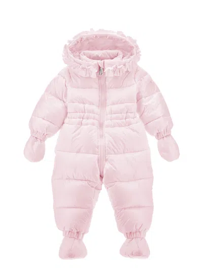 Monnalisa Romper With Ruffles In Rosa Fairy Tale