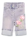 Monnalisa Rose-appliqué Jeans In 粉色