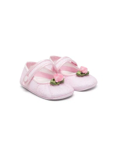 Monnalisa Babies' Rose-appliqué Pre-walkers In Pink