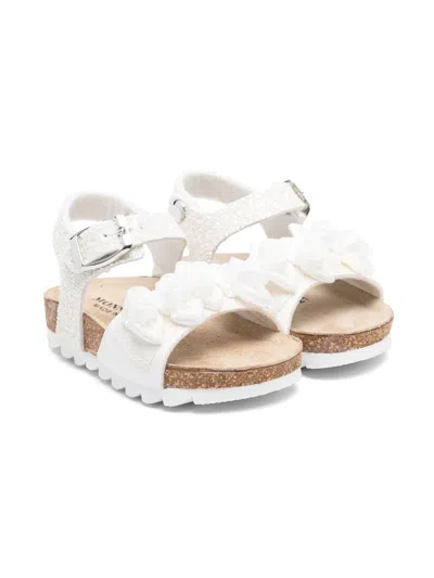 Monnalisa Kids' Rose-appliqué Sandals In White