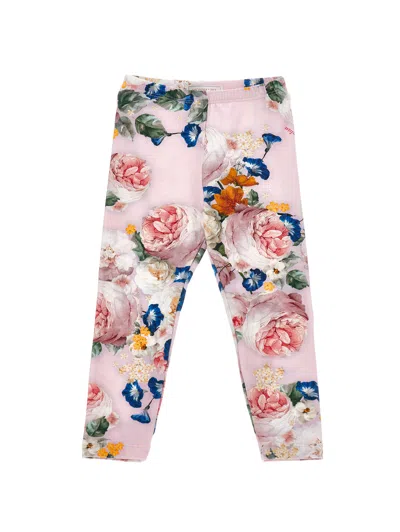 Monnalisa Kids'   Rose Jersey Leggings In Cyclamen + Multicolor