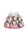 Monnalisa Rose-print Pleated Skirt In Blush Pink