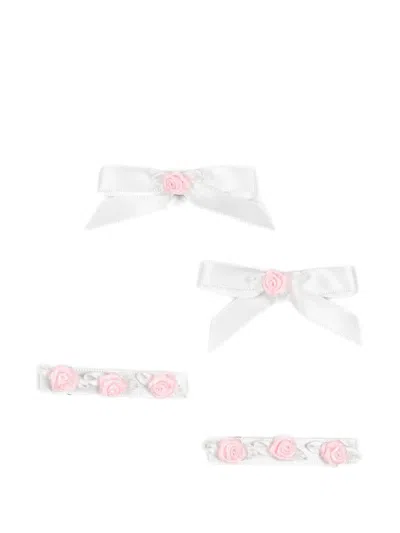 Monnalisa Babies' Rose-motif Hair Clips (set Of Four) In White