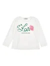 Monnalisa Rose-motif Long-sleeve Top In White