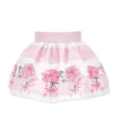 MONNALISA ROSE MOTIF STRIPE SKIRT