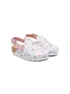 Monnalisa Rose-pattern Leather Sandals In Purple