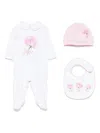 Monnalisa Rose-print Babygrow Set In White