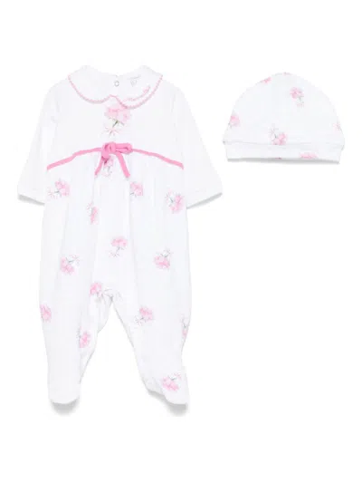 Monnalisa Rose-print Babygrow Set In White