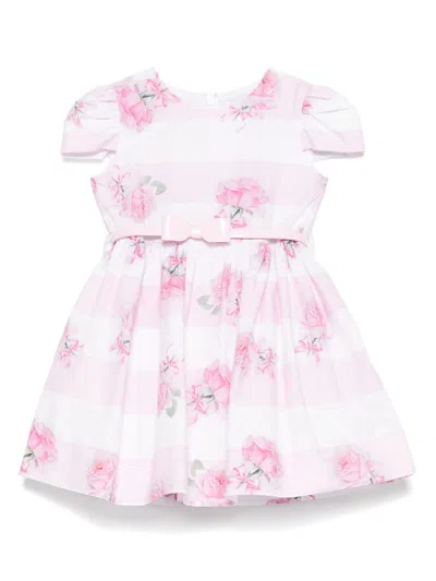 Monnalisa Babies' Rose-print Dress In White