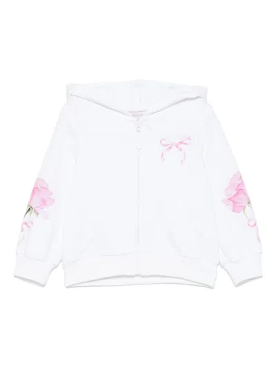 Monnalisa Babies' Rose-print Hoodie In White