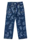 Monnalisa Minnie Jeans With Roses In Blue
