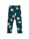 Monnalisa Rose Print Leggings In Green