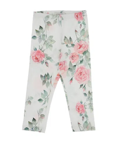 Monnalisa Rose Print Leggings In White