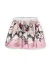 Monnalisa Rose-print Pleated Skirt In 粉色