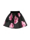 Monnalisa Rose-print Satin-finish Skirt In Black