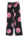 Monnalisa Rose-print Straight-leg Trousers In Black