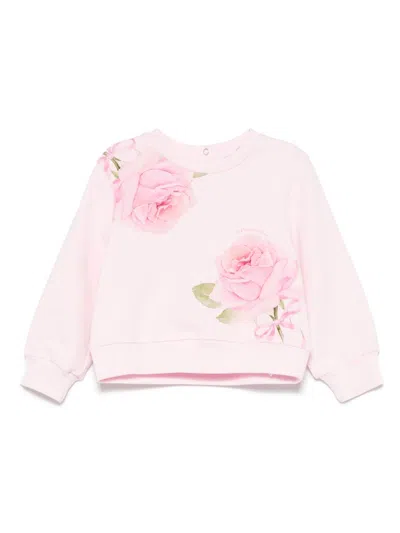 Monnalisa Babies' Sweatshirt Mit Rosen-print In Rosa
