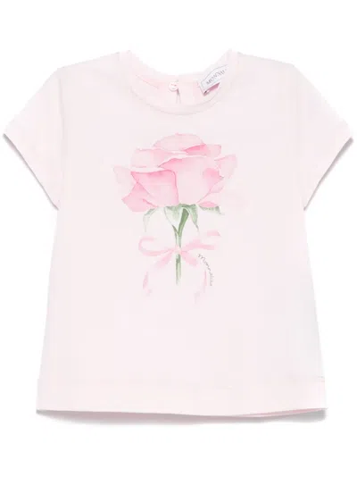Monnalisa Babies' Rose-print T-shirt In Pink