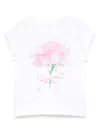 Monnalisa Rose-print T-shirt In White