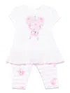 Monnalisa Rose-print Trouser Set In Pink