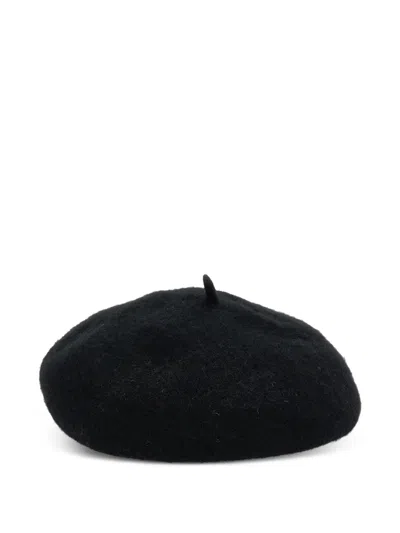Monnalisa Kids' Rose-embellished Pearl-trim Beret In Black