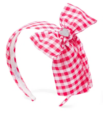 Monnalisa Kids' 格纹薄纱发箍 In Pink